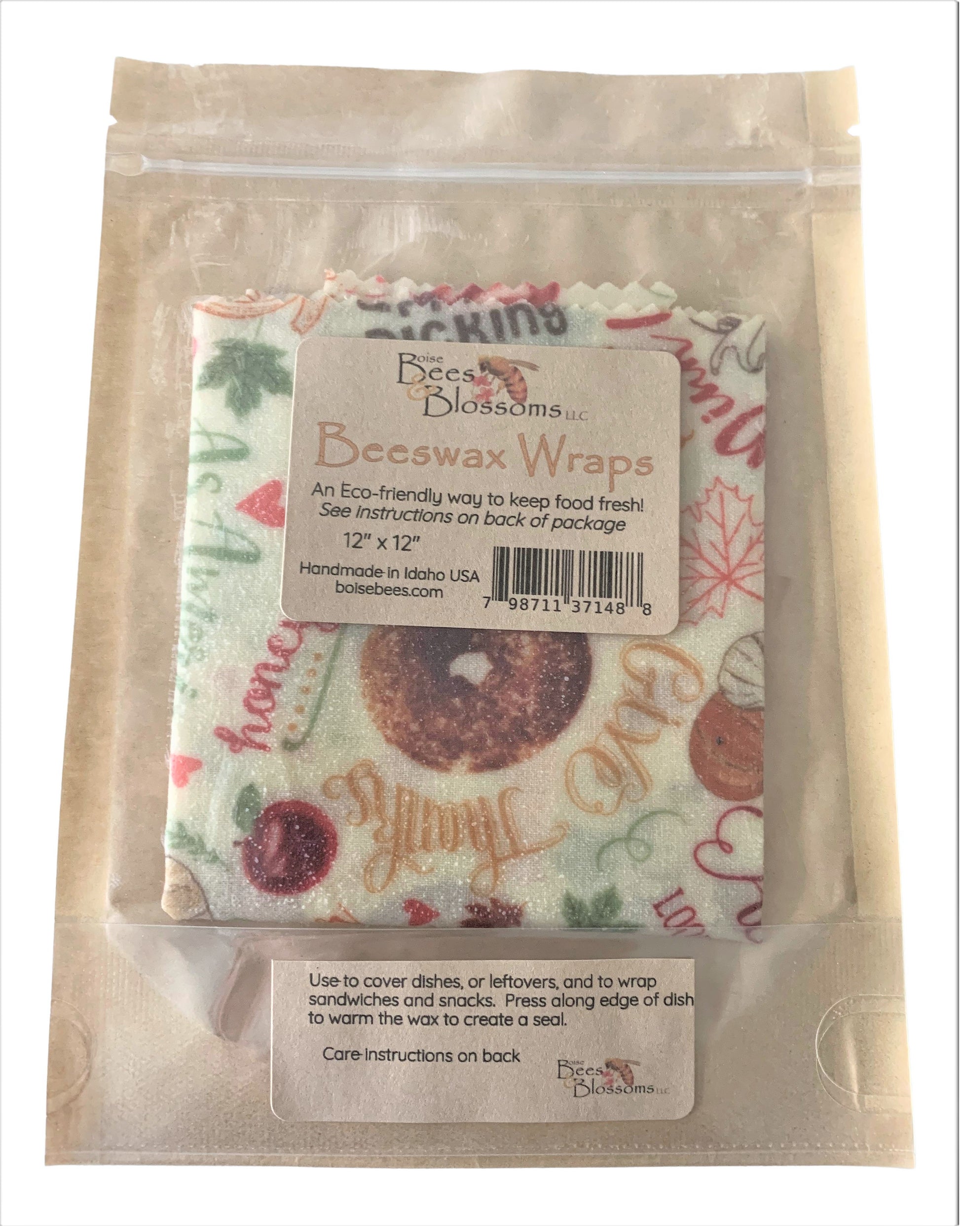 10 Beeswax Wraps Reusable Eco Friendly Food Covers. 12 X 12 Size Homemade 